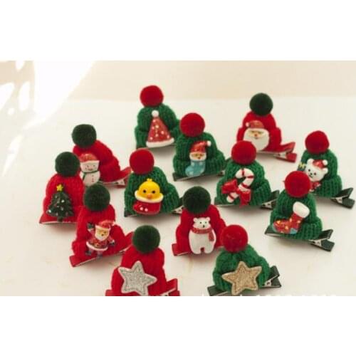 Pet Hair Accessories Christmas Celebration Hair Ball Christmas Hat Hairpin Dress Up Pet Products 30pcs/lot
