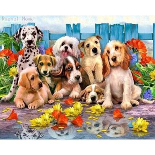 Diamond Embroidery Diy Diamond Painting Cross Stitch Kits Diamond Mosaic Dog family Full Square Diamond Embroidery AD036