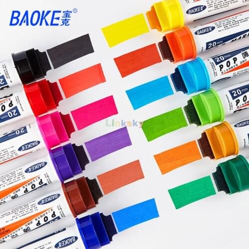 Baoke MK850-20,20mm Flat Marker, Billboard Art Hand-painted Poster Pen, Color Advertising Pen, Oil Inkable Ink,Anti light