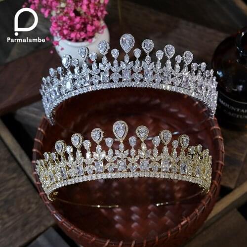 Shiny Wedding Hair Accessories Cubic Zirconia Headwear Bridal Tiaras And Crowns For Womens Wedding Party Jewelry Parmalanbe