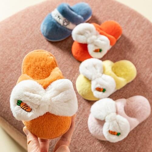 Childrens Cotton Slippers Winter Girls Lovely Korean Home Use Parent-child Slippers Indoor Antiskid Warm Baby Cotton Shoes