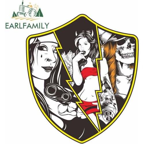 EARLFAMILY 13cm x 11.6cm For Skull Woman Sexy Car Stickers Personality Decal Car Styling Waterproof Vinyl Material Decoration