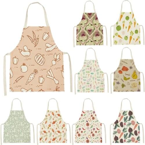 Apron Kitchen Plant Print Aprons for Adult Cartoon Pattern Kids Apron Cleaning Tools 55-68cm Apron Custom Logo Bbq Apron Tablier