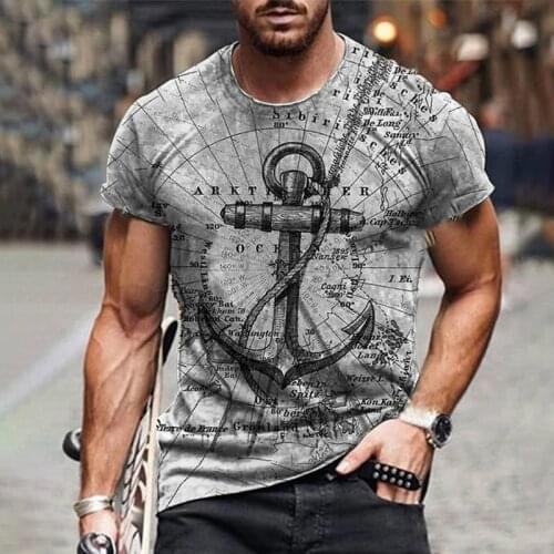 3D T Shirt Men Clothing Summer Casual Short Sleeve personality T Shirt Streetwear Ship Anchor Printed Tee T-shirts For Male Tops