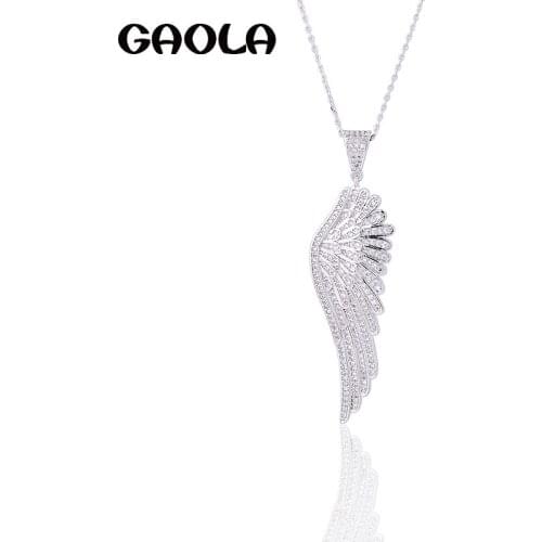 GAOLA 2017 New Arrival Marquise Cubic Zirconia Women Feather Necklace GLD1040