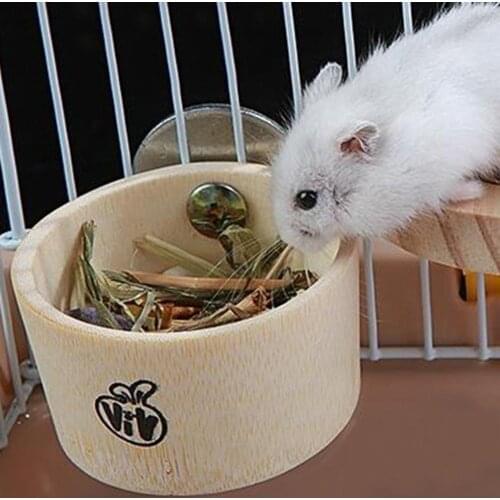Hot Sale Small Pet Hamster Squirrel Rabbit Feeder Hanging Water Food Bamboo Bowl Cage Decor Pet Shop
