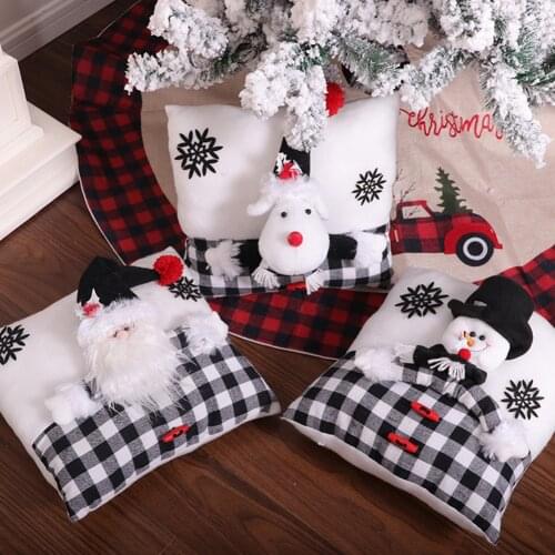 Exquisite Xmas Pillow Santa Claus/Snowman/Deer Christmas Furnishing Living Room Cushions Printed Cotton Sofa Mats