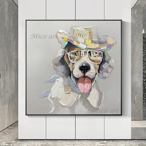 Lovely Pet Dog Picture Painting Kids Room Decorative Canvas Oil Painting Cartoon Animal Wall Art Picture Cheap Canvas Craft