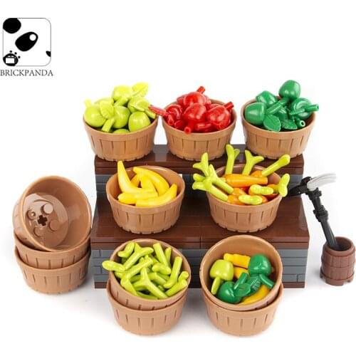 DIY Building Blocks Food Chicken Fruit Pot City Accessories Eggs Hot Dog Cherry Fish MOC Model Figures Mini Bricks Kid Toys