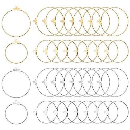 40pcs Round Beading Hoop Earring Findings Earring Components with Loop for Earring Jewelry Making,30mm and 40mm