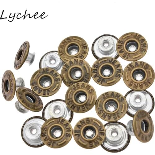 Lychee 20pcs Classic Jeans Tack Snap Button Stud Rivet With Installation Tool Denim Garment Decoration Buttons