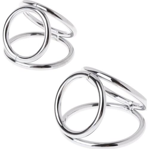 Stainless Steel 3 Ring Clamps Penis Cock Rings Lock Adult Men Sex Toy