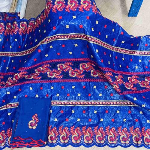 New Arrival African Net Lace Bazin Riche Fabric With Stones Embroidery French Basin Riche Nigerian Material Wedding Party 7Yards