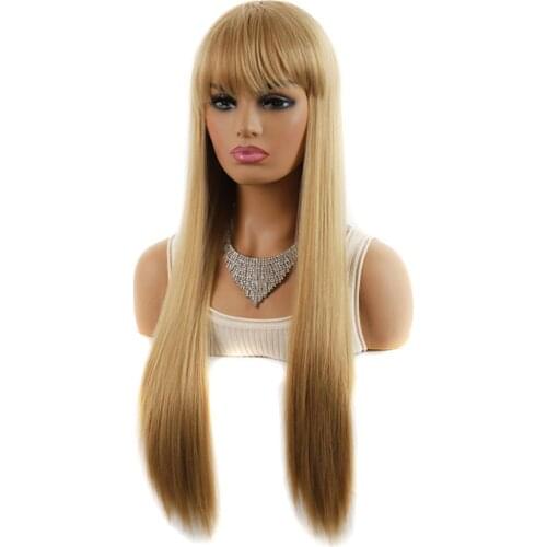 Blonde Long Straight Hair Wig Cosplay Natural Heat Resistant Synthetic Wig for Women Daily Wear