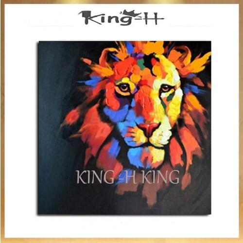 Hand-painted high quality modern jungle wild lion painting oil painting animal wall art living room sofa modern decoration