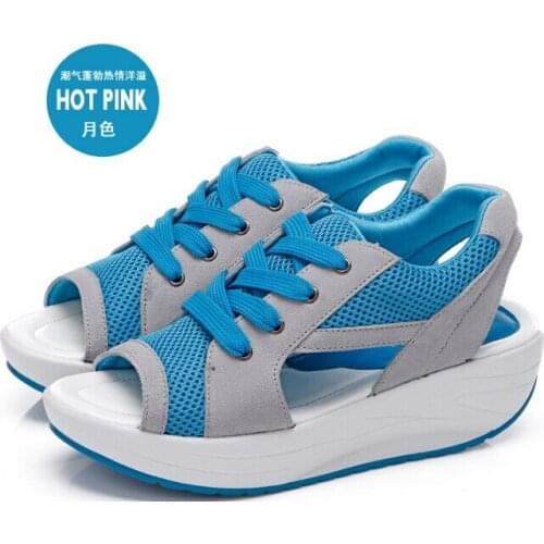 Sandals For Women 2016 Summer Style Open Toe Slimming Sandalias Ladies Trendy Health Wedges Platform Sandals For Women Blue Pink