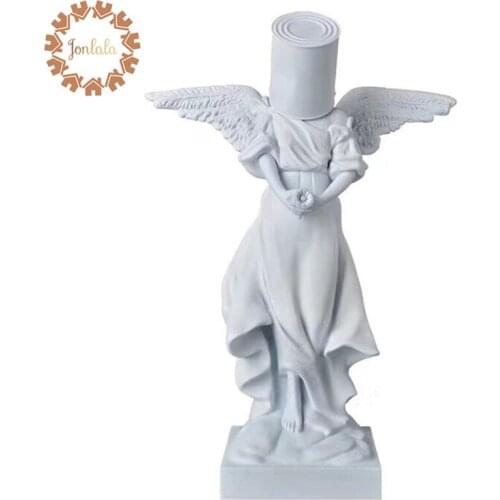 White Color Pour The Paint Iron Bucket Angel Banksy Top Street Art Resin Figurine Original Banksy Sculpture Resin Statue