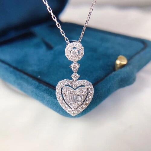 Sterling Silver S925 Diamonds Necklaces Pendants for Women heart Wedding Silver Necklaces Cute/Romantic Pendants Fine Jewelry