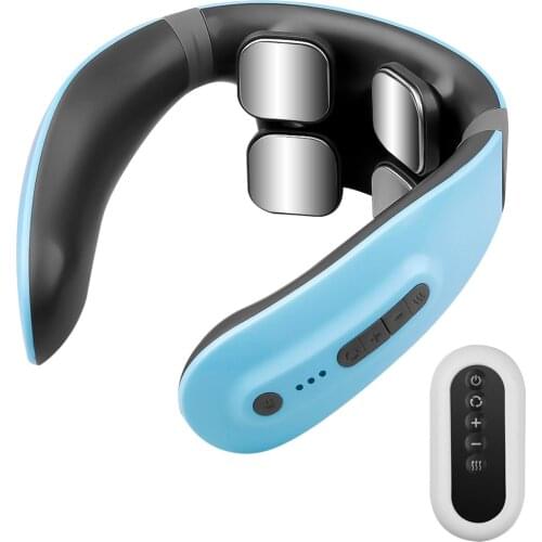 Smart Electric Neck Massager TENS Hot Heat Relief Shoulder and Neck Pain Body Relax 4D Magnetic Therapy Cervical Massager Heads