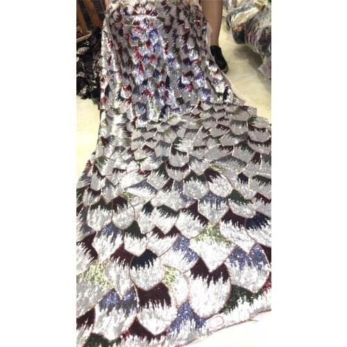 High quality JRB-5.0703 French net Lace good Quality African Tulle embroidered sequins Lace Wholesale for nice dress