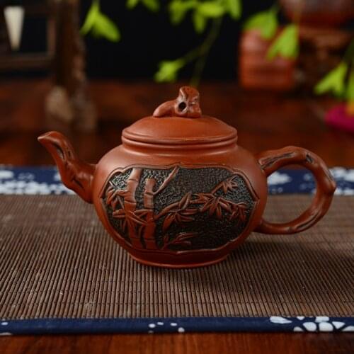 Yixing Zhu Ni Purple Sand Pot Pure Hand Raw Ore Antique Teapot Embossed Two-color Vintage Textured Pot
