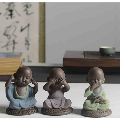 Yixing zisha tea pet creative home table pet decoration monk handmade figurine small size Zen style tea play Chinese on sales