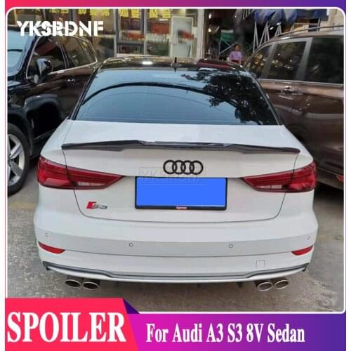 YKSRDNF For A3 S3 8V Carbon Fiber Rear Trunk Lip Spoiler Wing For Audi A3 S3 8V Sedan 2014-2019