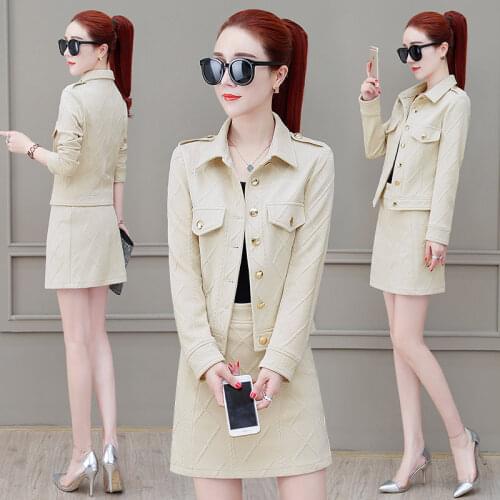 Womens Sets New Fashion women autumn Skirt suit Long Sleeve short jacket and skirt two piece set Skirt Sets A-line Skirts+Coat