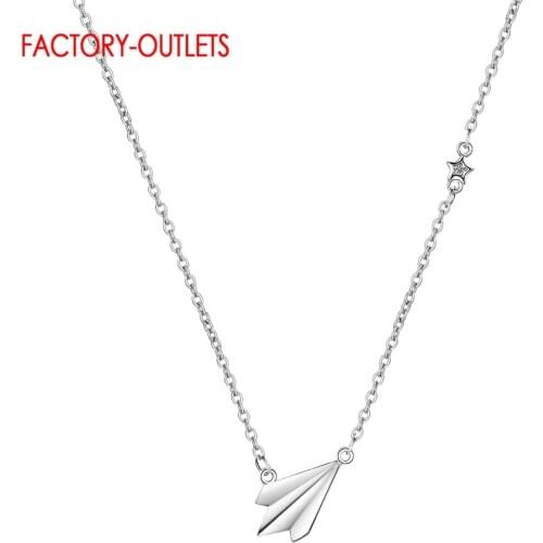 Genuine 925 Sterling Silver Newest Design Fashion Jewelry Lovely Birthday Gift For Girls Paper Plane Pendant Necklace For Women