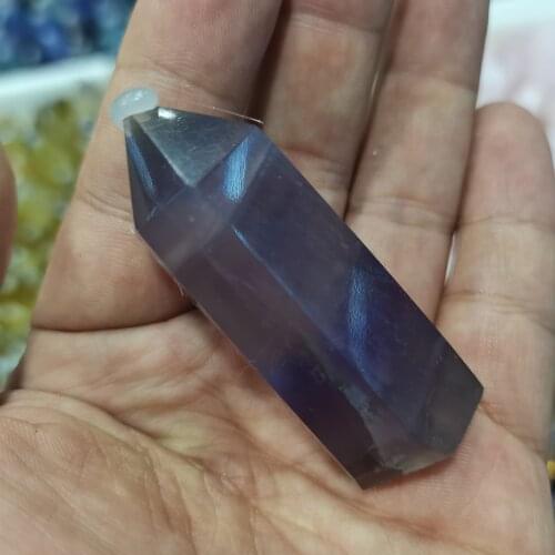 1PC Natural Fluorite Hexagonal Column Crystal Point Healing Wand Mineral Crystal Home Decoration Stone Study Room Decoration