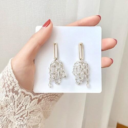 2 Pcs/set Women Fashion Earrings Silver Color Grape Crystal Tassel Pendant Earring Set Party Charm Jewelry Lovers Gift