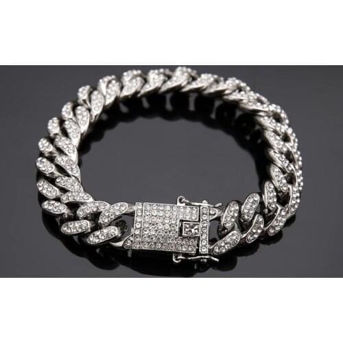 Popular European and American style jewelry hiphop hip hop Bracelet personality Rhinestone Jewelry mens bracelet Cuba chain