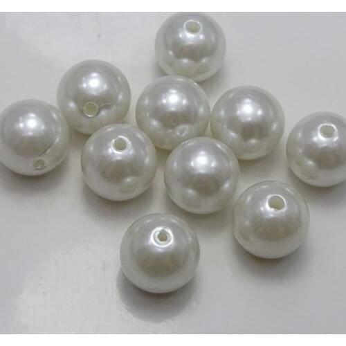 25 Pcs 16mm Plastic Faux Pearl Round Beads Pure White Imitation Pearl