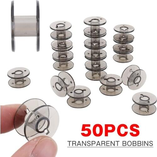 50pcs Transparent Plastic Sewing Machine Empty Bobbins Spool Professional Threads Bobbin Sewing Needlework Supplies