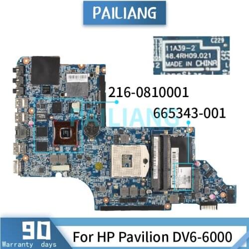 665343-001 665343-501 Mainboard For HP Pavilion DV6-6000 Laptop motherboard 11A67-2 HM65 216-0810001 DDR3 Tested OK