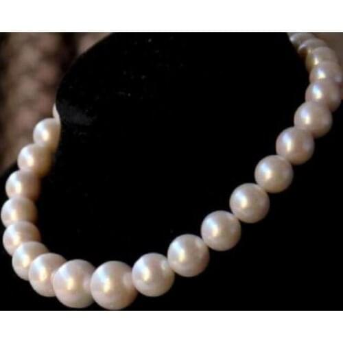 Noble jewelr 12-14mm natural south sea white pearl necklace 45cm 14k