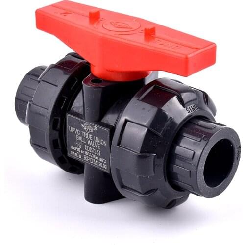 Big Size Availble I.D 20~110mm UPVC Pipe Union Ball Valves Aquarium Fish Tank Drainage Socket Joint Red Handle Water Pipe Valve