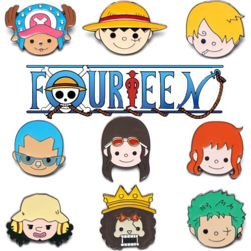 ONE PIECE Badge Luffy Anime Cosplay Props Brooch Costumes Alloy Brooches Pins Chopper Solo Q Version Head Portrait