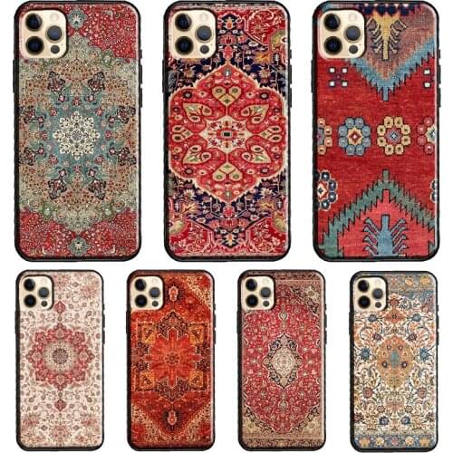 Persian Carpet Floral Pattern Silicone Case For iPhone XR X XS MAX SE 2020 6S 7 8 Plus 12 Mini 11 Pro Max Shell Cover