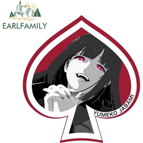 EARLFAMILY 13cm x 11.7cm For Kakegurui Yumeko Jabami Graffiti Car Sticker Waterproof Decal Scratch-Proof Car Assessoires Decor