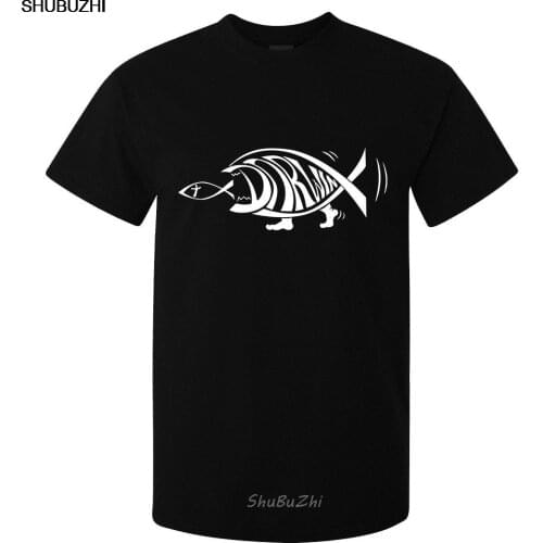 Darwin Fish Eating Jesus Fish Funny Art mens (womans available) t shirt black Cartoon t shirt men Unisex New shubuzhi sbz3108