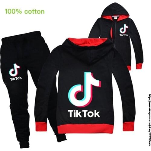 Hot Tik Tok Girls Boys Clothing Sets Cotton Sport Suit Boy Autumn Winter Hoodies Coat Pant 2pcs set Costumes Kids Clothes