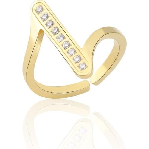 Beautiful Linear Zircon Ring Stainless Steel Jewelry Glossy Anillo For Woman Party Love Bague Gift Wholesale