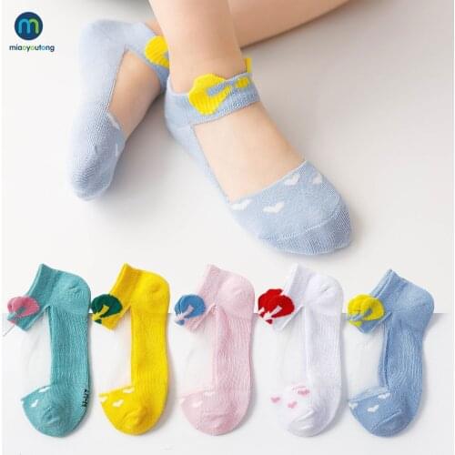 5 Pairs/Set Summer Ultra-Thin Socks Crystal Silk Kids Children Baby Girl Mesh Breathable Elastic Lace Sock Anti Slip Miaoyoutong