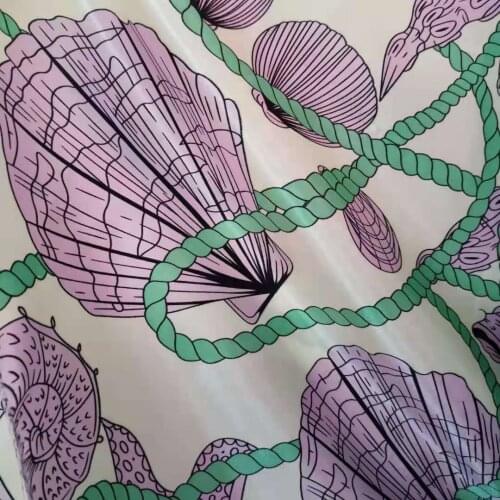 Lovely Shell Satin Fabric Glossy Material Diy Doll Cloth Scarf Craft Printed Poly Charmeuse