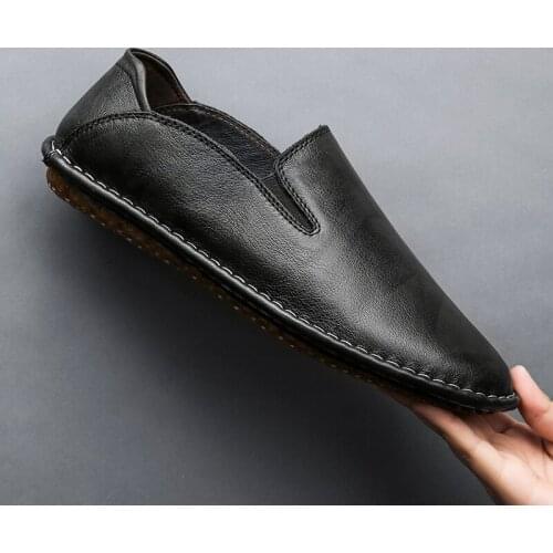 Genuine Leather Men Casual Shoes Soft Moccasins Mens Flats Fashion Brand men Loafers Breathable Driving Shoes Big Size 47