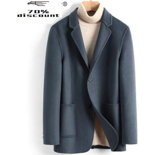 Mens Wool Coat Casual Double-sided Wool Jacket Blazer Slim Fit Mens Coats Overcoat Abrigo Hombre 2020 4885 KJ3623