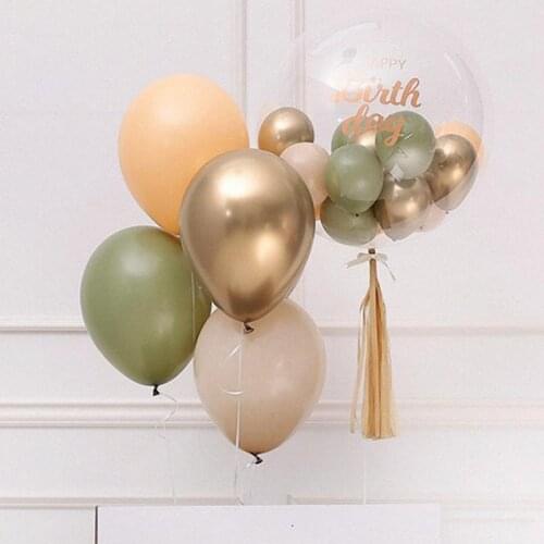Popular skin color retro avocado green balloon chain set birthday party layout decoration photo wedding birthday balloons