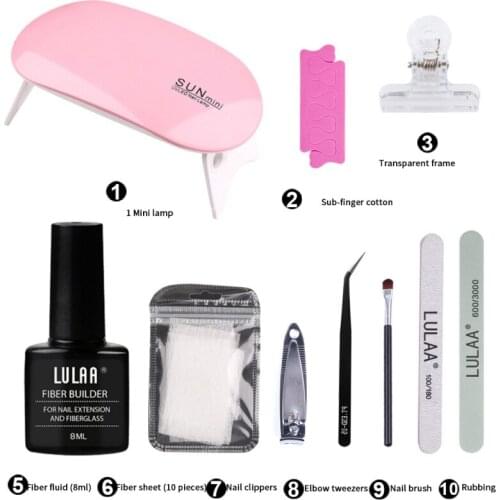 Nail Art Fiber Extender Set Fiber Nail Extender Reinforced Repair Fiber Set Manicure Fiber Extension Glue Set DIY Nail Art Tool