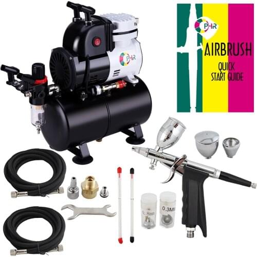 OPHIR 0.3mm,0.5mm,0.8mm Pro Spray Airbrush Kit with Air Tank Compressor for Body Tanning Wall Car Paint Airbrushing_AC116+AC069